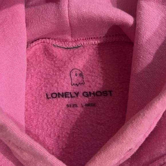 LONELY GHOST Pink Hoodie - Picture 3 of 5